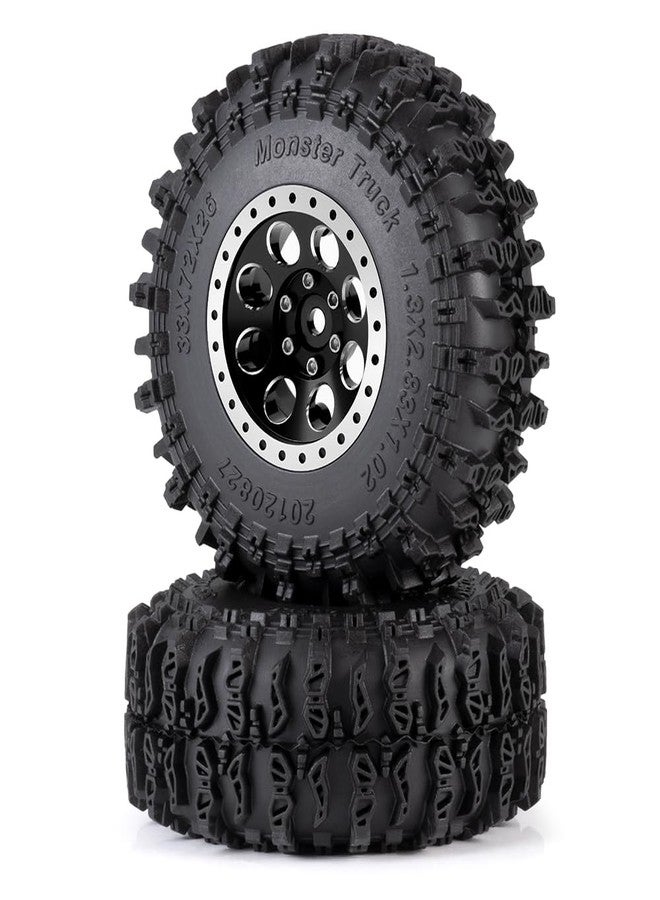 MORLORDY 1.3" Wheel Tires Set - 72mm Soft Sticky Tires and Aluminum Wheel for 1/18 TRX4M 1/24 Axial SCX24 Gladiator Bronco C10 JLU Deadbolt RC Crawler Car (Black) - Image 5